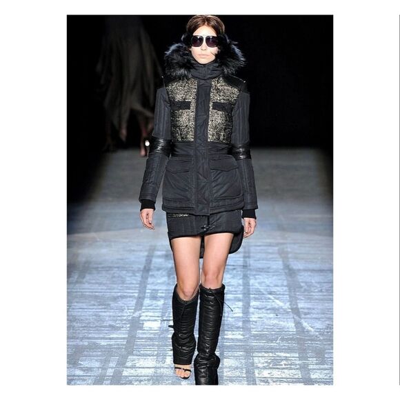 Alexander Wang Jackets & Blazers - RARE Alexander Wang Runway Hybrid Tweed Ski Jacket leather detail size L No hood